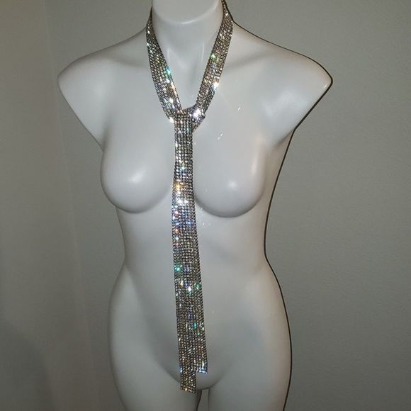 Long Rhinestone Tie Necklace1950s - Picture 2 of 7